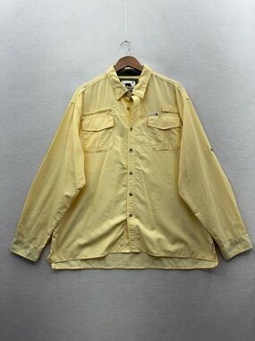 Dakota Grizzly Men’s XXL Long Sleeve Button Up Shirt Yellow Pockets Vented